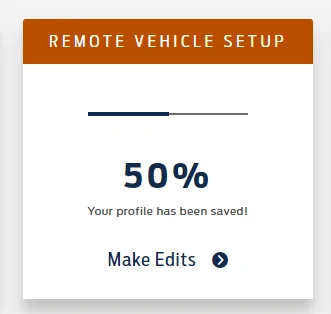 Ford Mustang Mach-E Remote Vehicle setup stuck at 50% on website 1627704854231