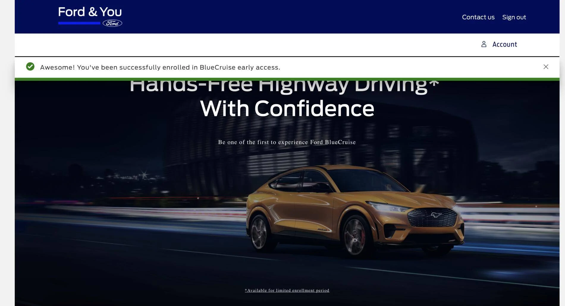 Ford Mustang Mach-E BlueCruise sign up offer invite Screen Shot 2021-08-03 at 12.40.20 PM