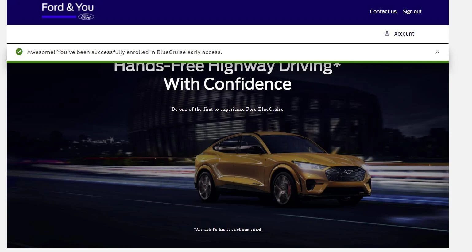 Ford Mustang Mach-E BlueCruise sign up offer invite 1628009058439