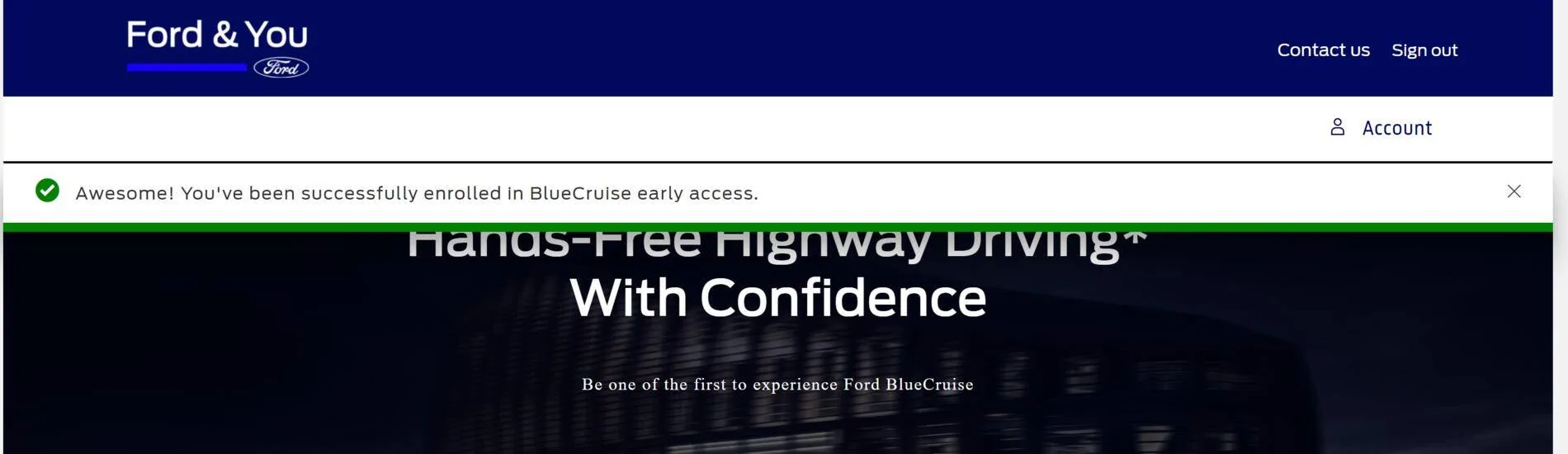 Ford Mustang Mach-E BlueCruise sign up offer invite 1628009834660