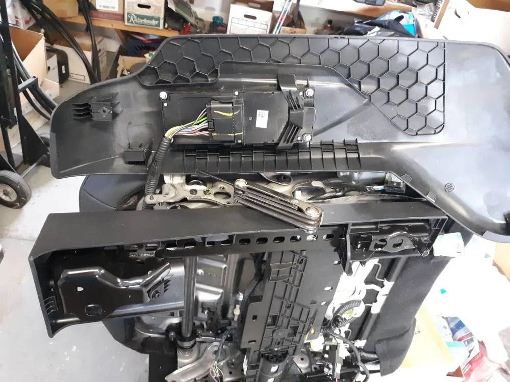 Ford Mustang Mach-E DIY install aftermarket seats - Corbeau A4 in Mach-E 07 remove harness from OEM