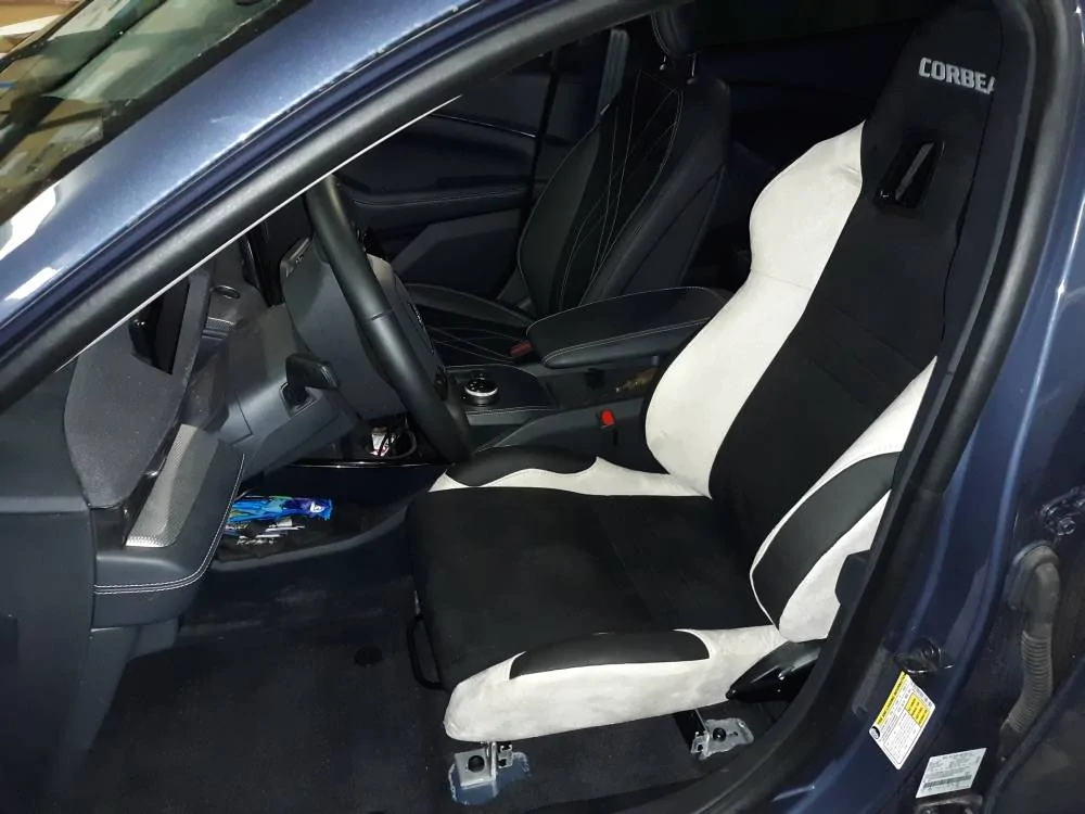Ford Mustang Mach-E DIY install aftermarket seats - Corbeau A4 in Mach-E 08 installed 2