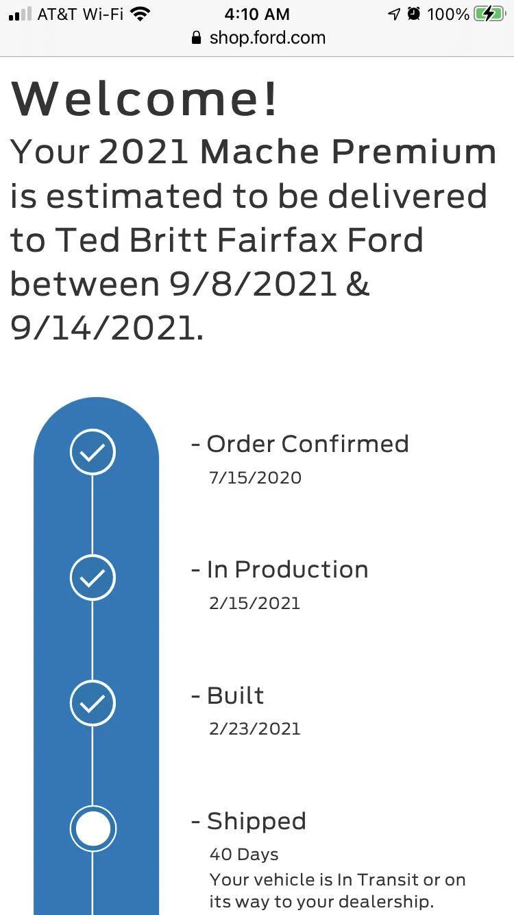 Ford Mustang Mach-E Ordered 7/15/20 still not delivered 78EB5A3B-2E8A-4A23-B6D2-05A182C39C53