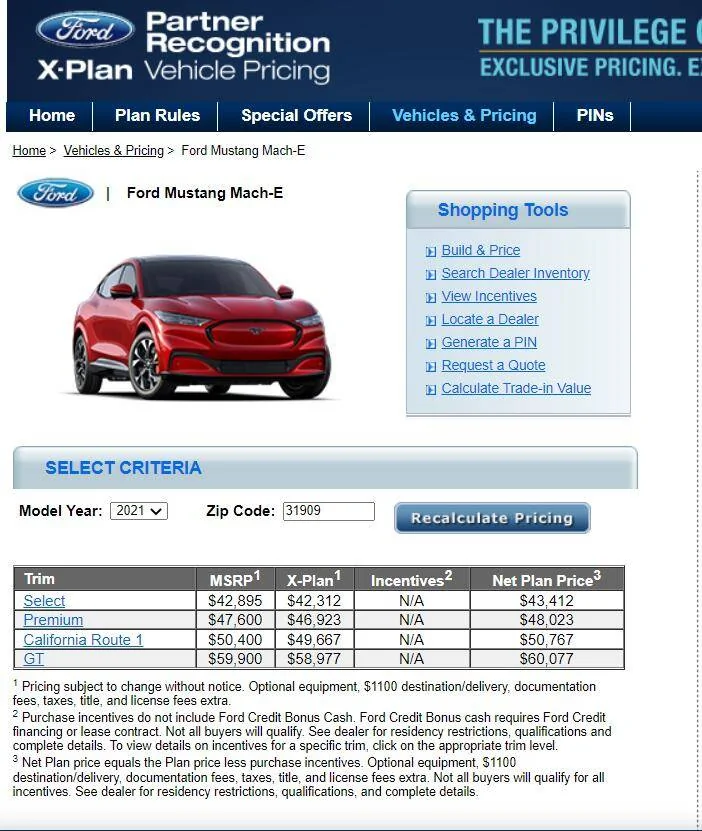 Ford Mustang Mach-E Combining X-plan and Ford Options incentive and ordering in MA? fordpartner