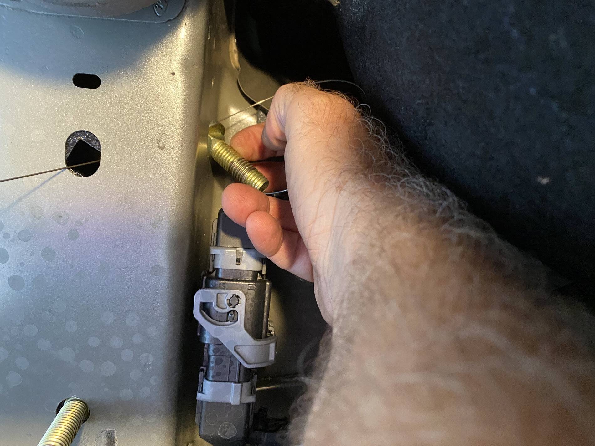 Ford Mustang Mach-E DIY install TorkLift hitch for bike rack, etc MME fishing the bolts head first