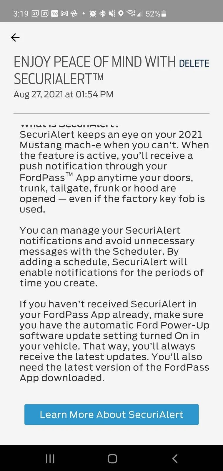 Ford Mustang Mach-E SecuriAlert active but hidden? Screenshot_20210901-151922_FordPass
