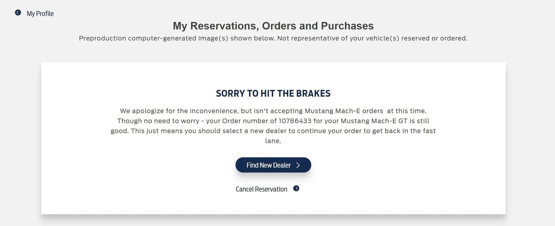 Ford Mustang Mach-E Car being built but problem with order??? MME Order Problem