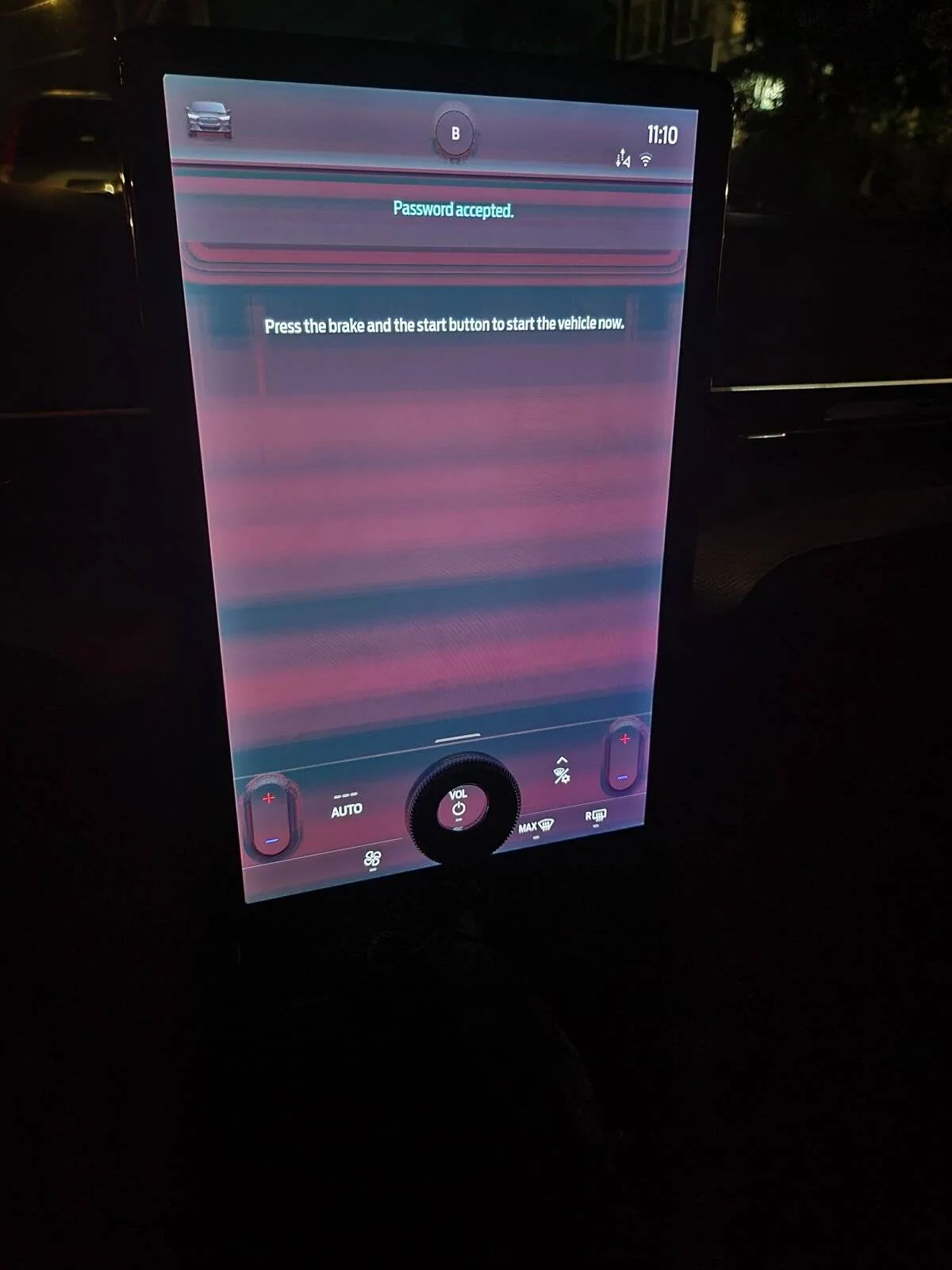 Ford Mustang Mach-E Red Lines on Touch Screen at Night 20210910_231100
