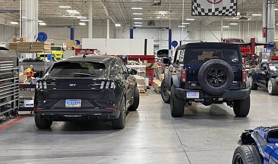 Ford Mustang Mach-E Shelby Mach-E coming? Spotted in Shelby America shop shelby mach-e bronco