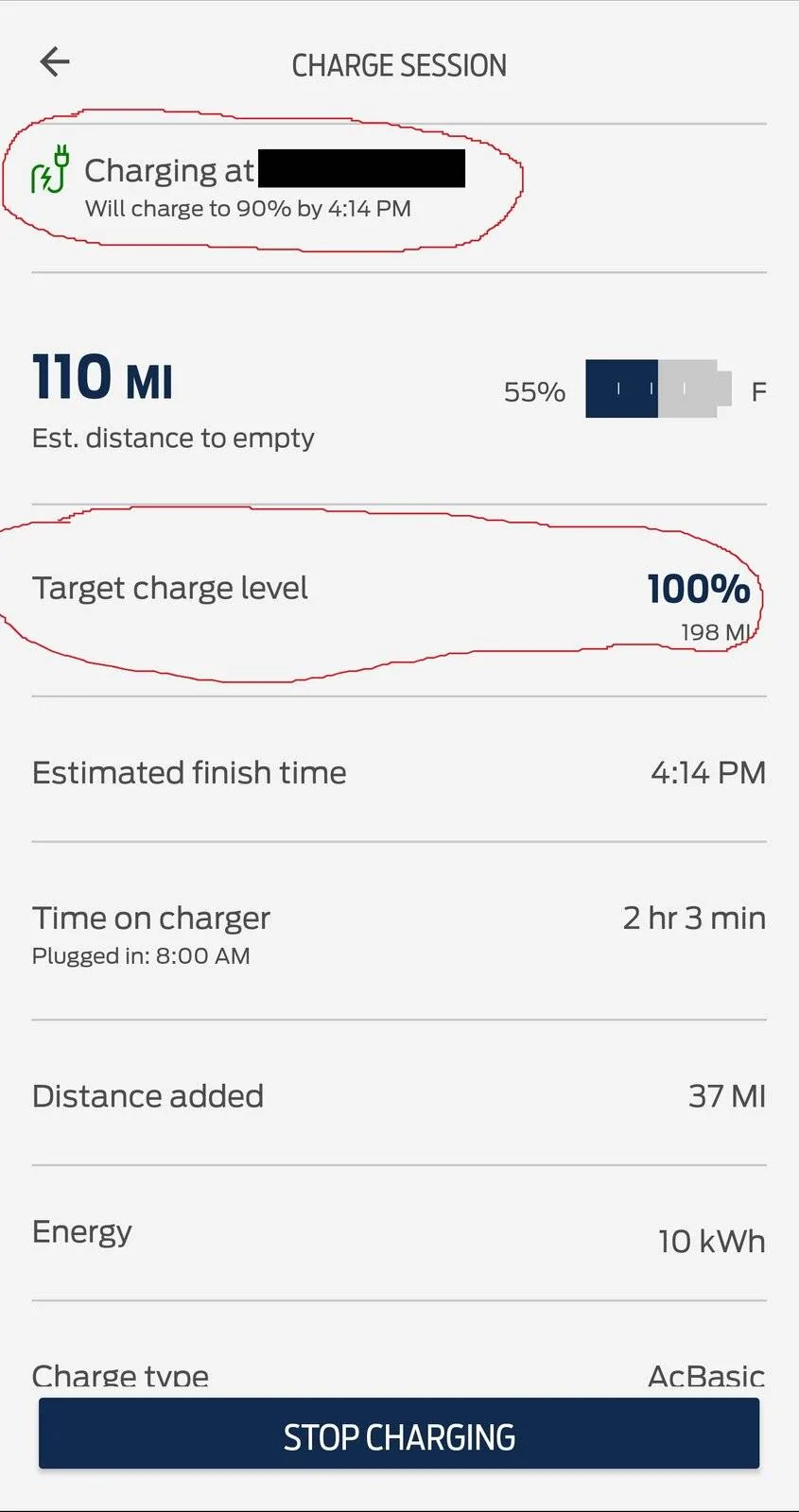 Ford Mustang Mach-E Charging % and Target Charge Level Differences FordPass Charging