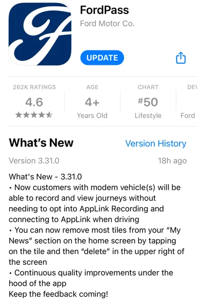 Ford Mustang Mach-E FordPass 3.31.0 is out 1632334808065