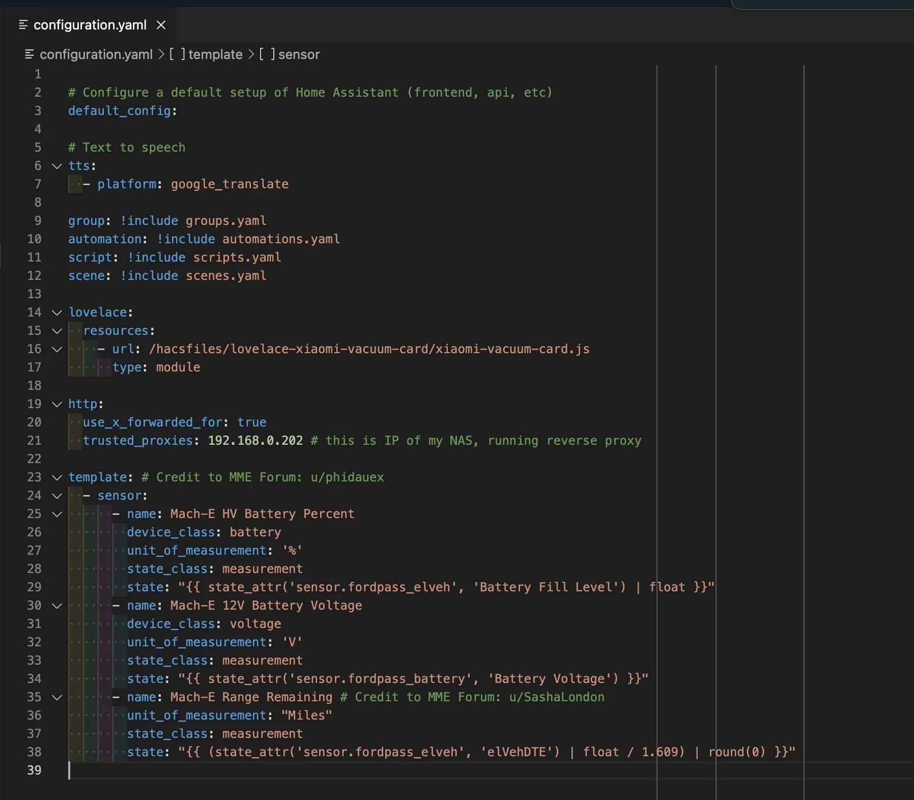 Ford Mustang Mach-E Public API config_yaml