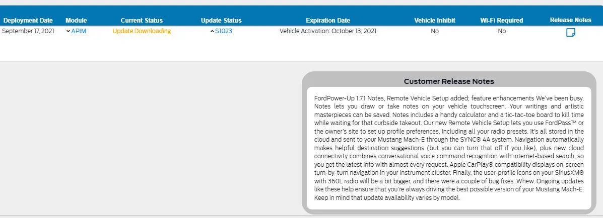 Ford Mustang Mach-E [OTA] 1.7.1 Appears to be incoming 1632947755431