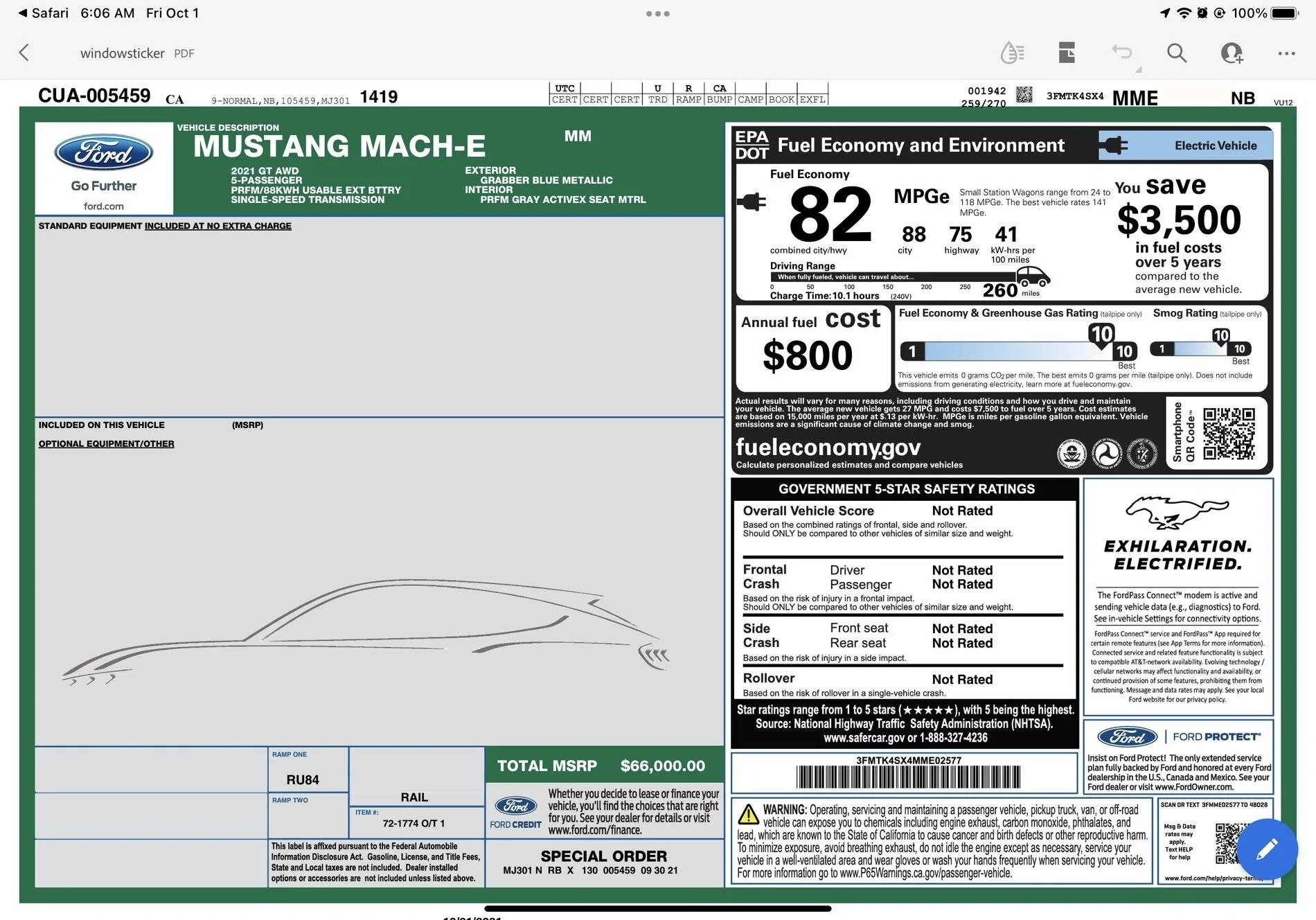 Ford Mustang Mach-E Funny Window Sticker C70CF0FE-8311-484F-B544-F2203ADD6CCA