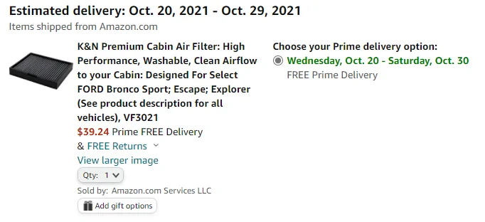 Ford Mustang Mach-E Cabin Air Filter Back Ordered 1633115545521