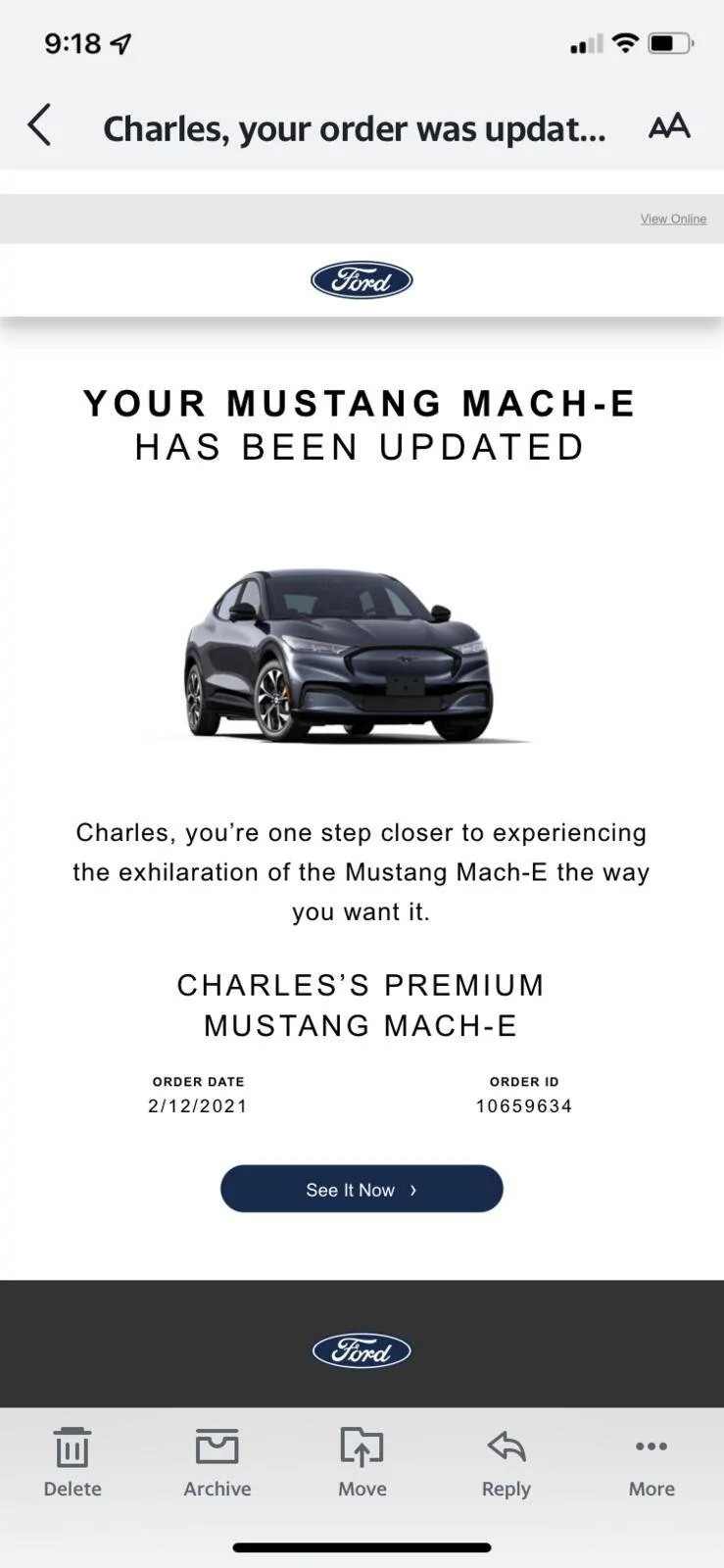 Ford Mustang Mach-E Update to Online Reservation After Delivery 507852F6-5572-4251-A58E-C235A646EAB1
