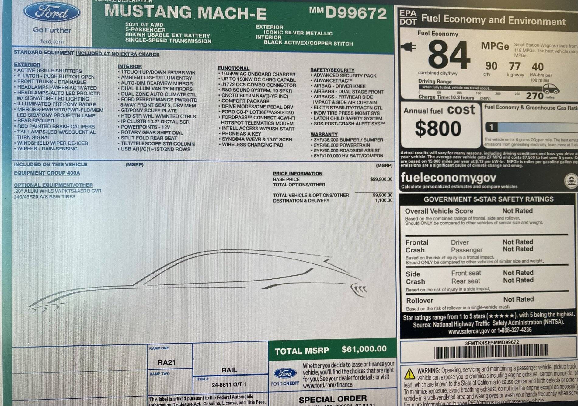 Ford Mustang Mach-E 2021 Mustang Mach-E GT $66990 D0F9E540-F88D-4861-BE4E-6455DD893D9D