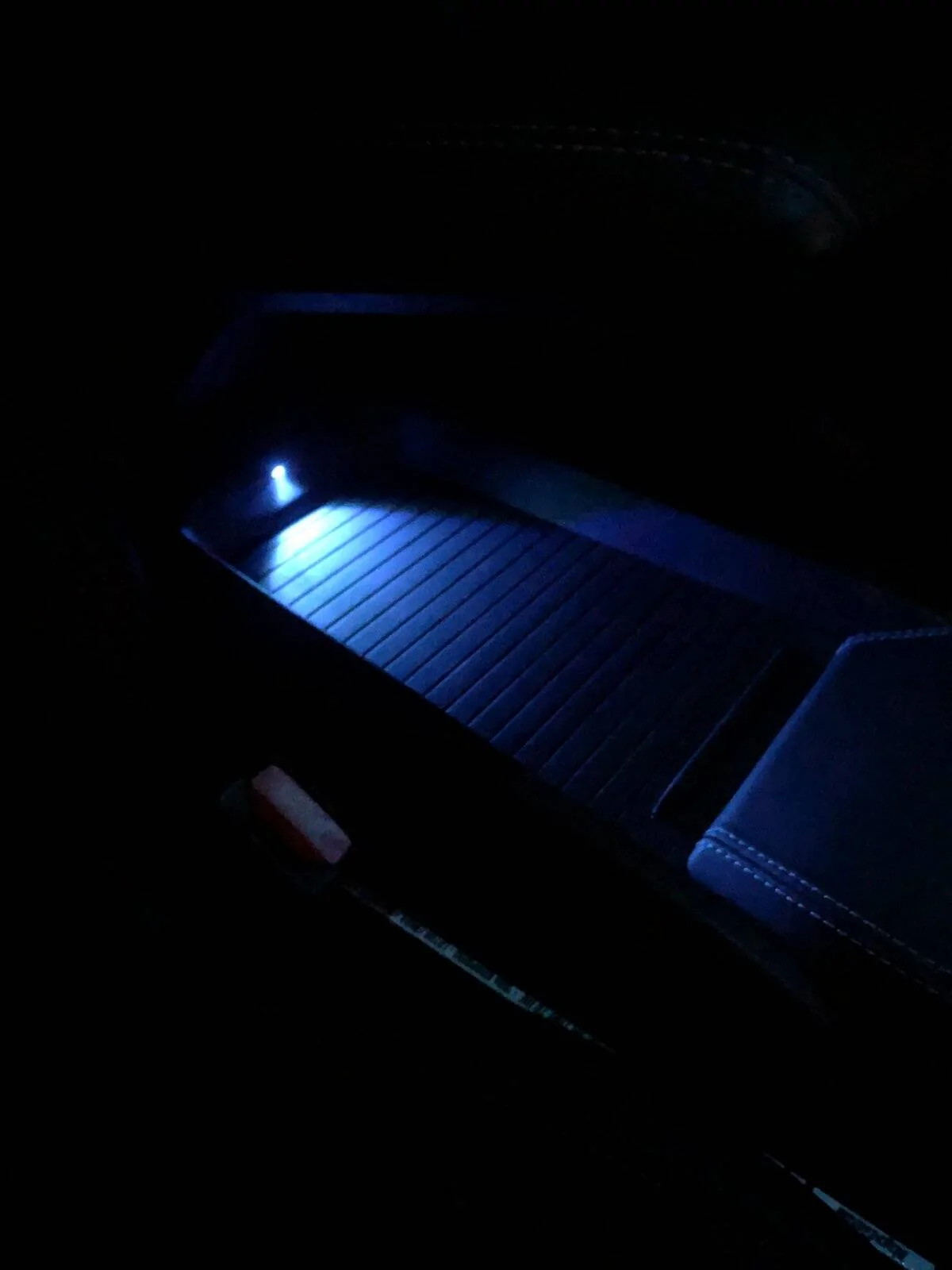 Ford Mustang Mach-E Adding ambient lighting in the rear door storage area IMG_3979