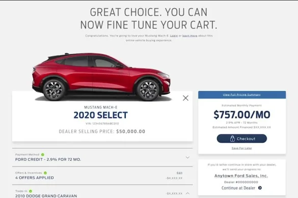 Ford Mustang Mach-E 2021 Mach-E Mustang Online Buying Process Detailed Ford-Mustang-Mach-E-Purchase-Dashboard-1