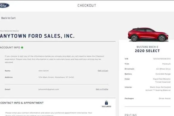 Ford Mustang Mach-E 2021 Mach-E Mustang Online Buying Process Detailed Ford-Mustang-Mach-E-Purchase-Dashboard-5