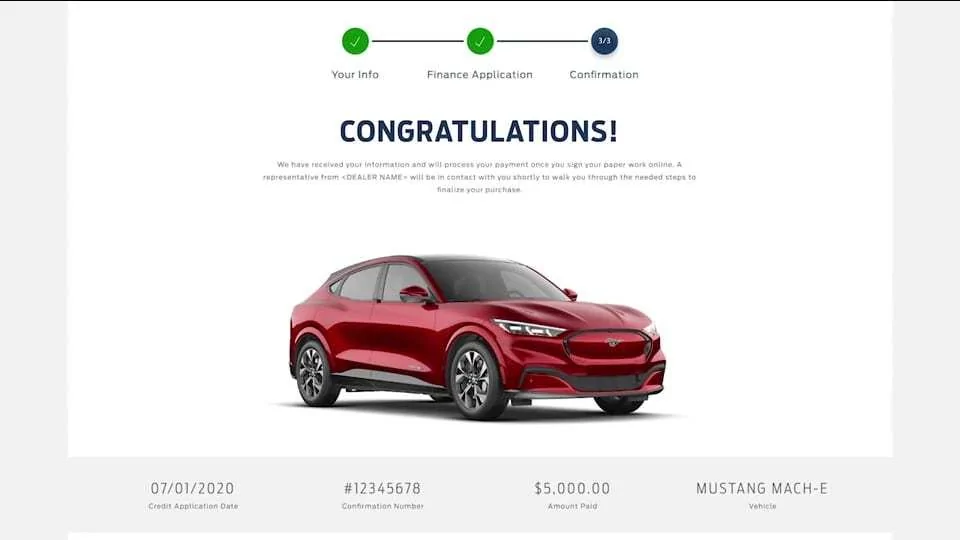 Ford Mustang Mach-E 2021 Mach-E Mustang Online Buying Process Detailed Ford-Mustang-Mach-E-Purchase-Dashboard-Financing-4