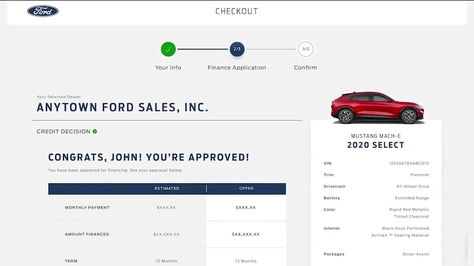 Ford Mustang Mach-E 2021 Mach-E Mustang Online Buying Process Detailed Ford-Mustang-Mach-E-Purchase-Dashboard-Financing-5