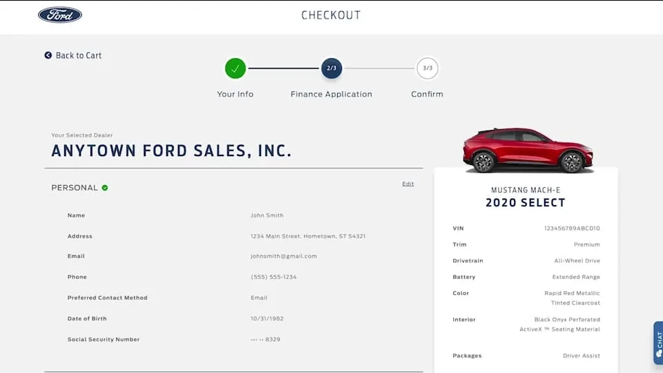 Ford Mustang Mach-E 2021 Mach-E Mustang Online Buying Process Detailed Ford-Mustang-Mach-E-Purchase-Dashboard-Financing-1