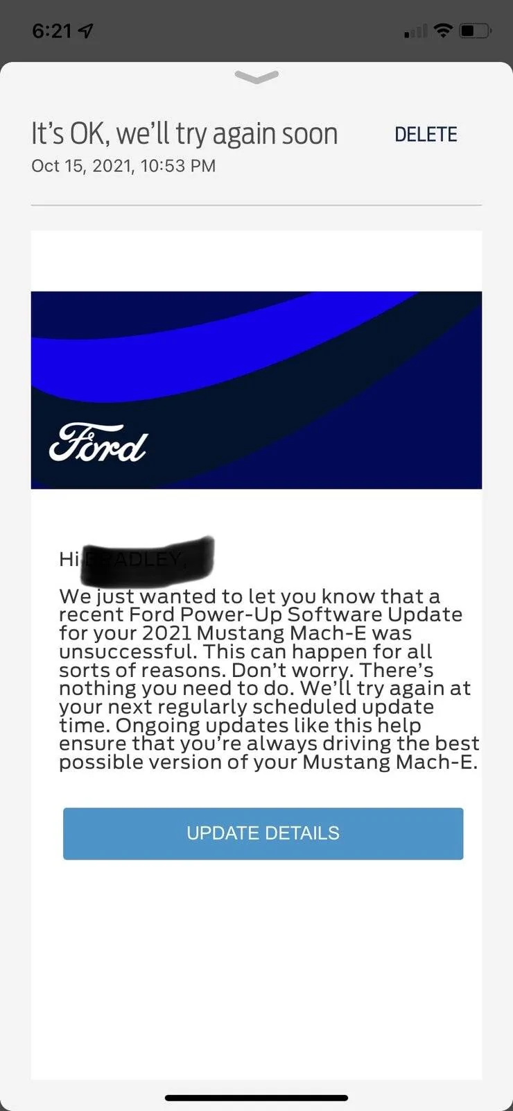 Ford Mustang Mach-E [OTA] 1.7.1 Appears to be incoming FA3F60CB-AE93-4949-A2E0-70065A17FACF