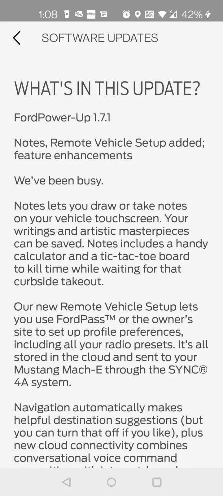 Ford Mustang Mach-E [OTA] 1.7.1 Appears to be incoming Screenshot_20211019-130819
