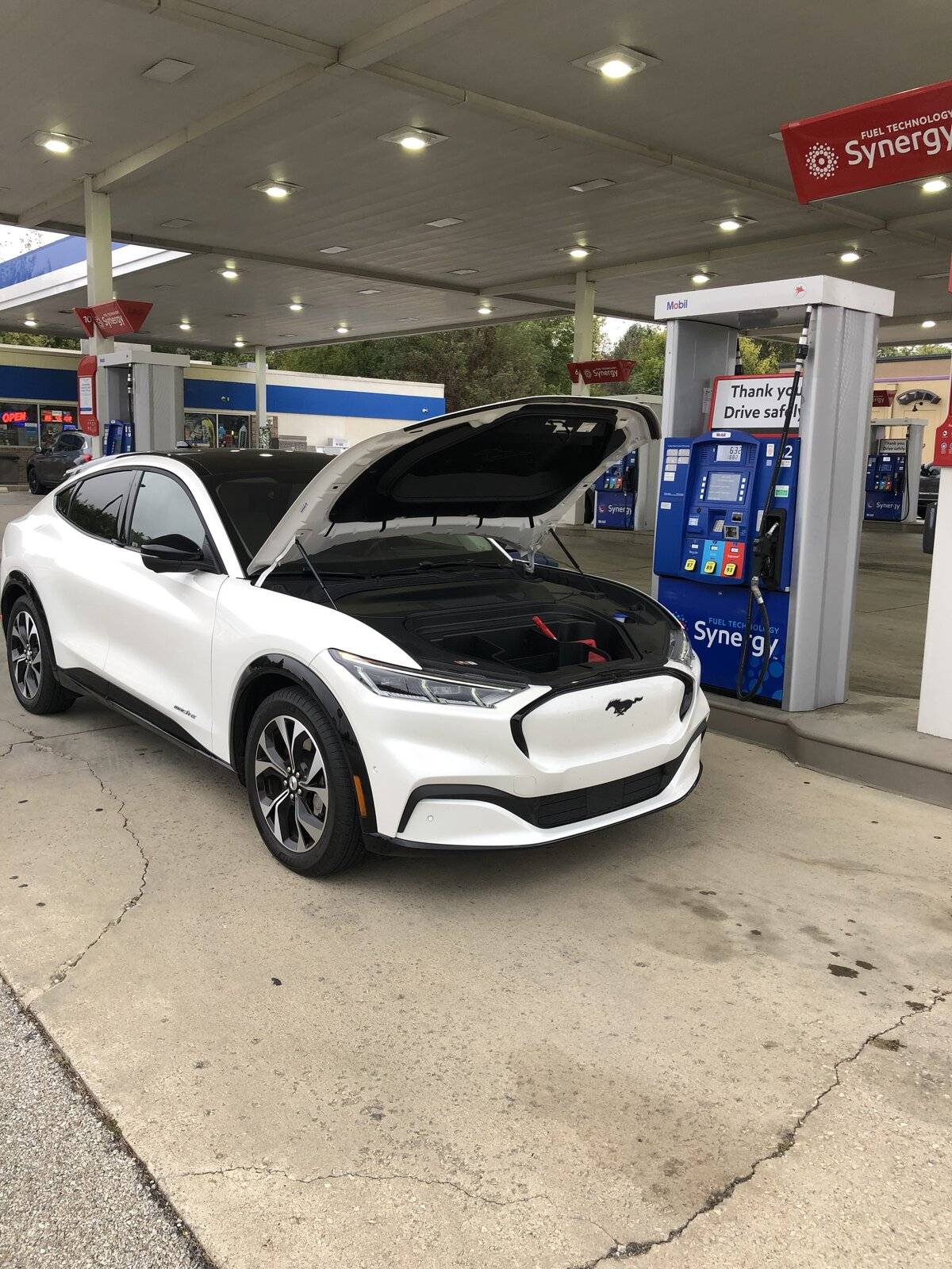 Ford Mustang Mach-E Mach E at gas station 346BE98C-3D51-49E0-BCDA-9560DDCF676F