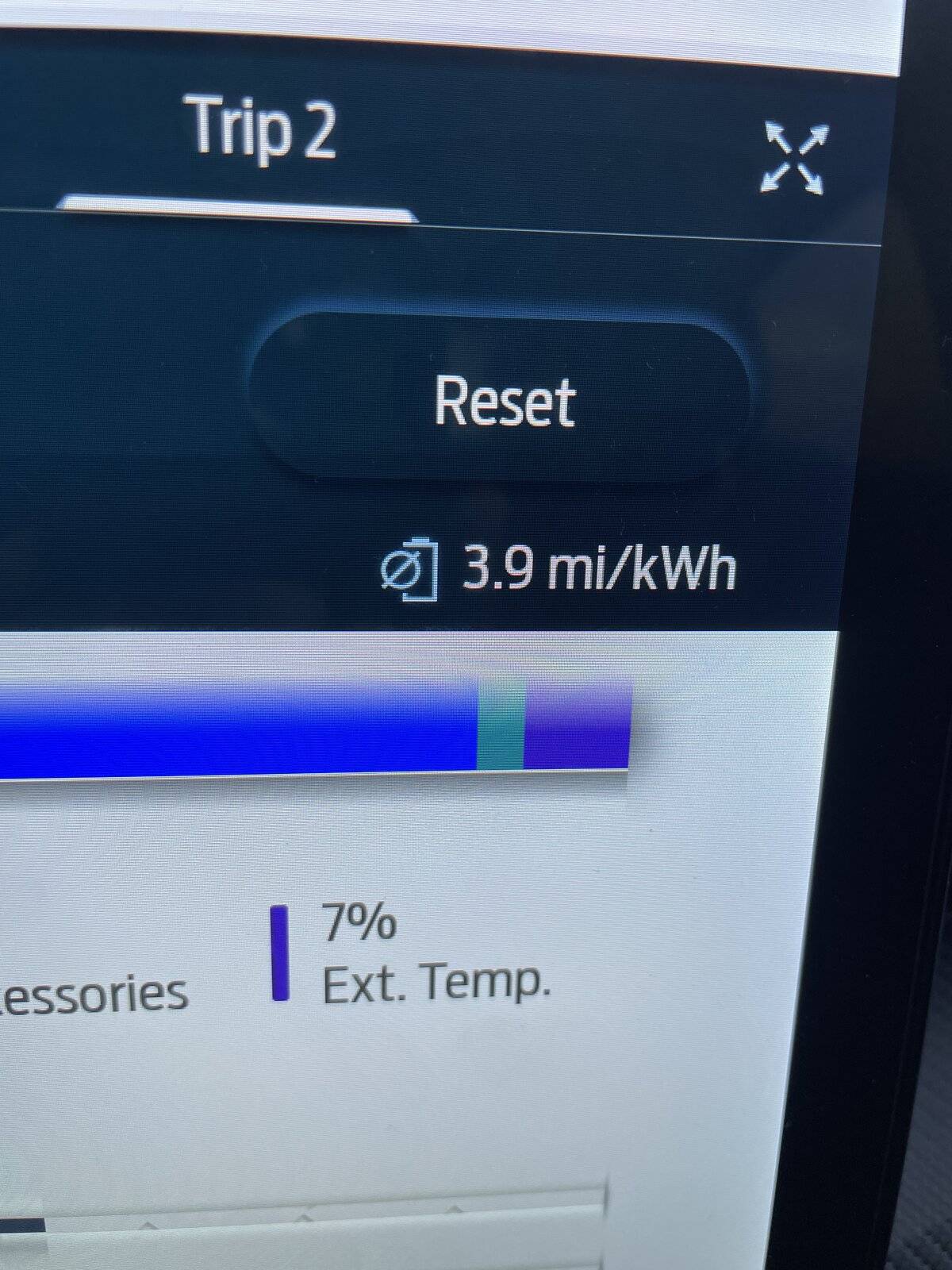Ford Mustang Mach-E Weird battery sign in front mi/KWh image