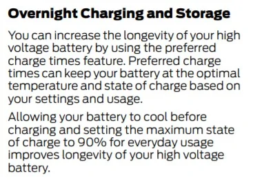 Ford Mustang Mach-E Cooling the battery before charging Overnight charging