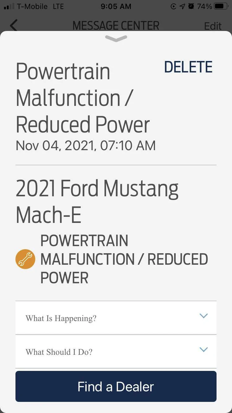 Ford Mustang Mach-E Shift System Fault phone mach
