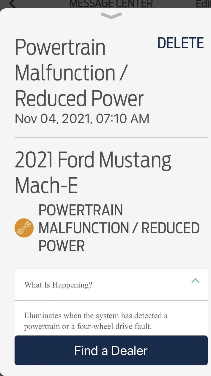 Ford Mustang Mach-E Shift System Fault what is happening