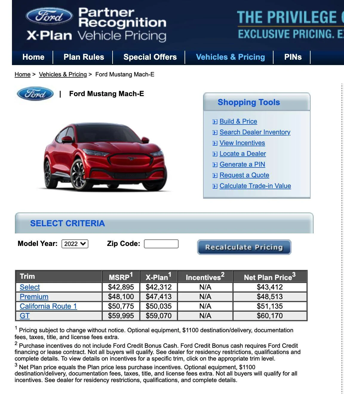 Ford Mustang Mach-E 2022 X-Plan pricing updated Screen Shot 2021-11-07 at 10.19.52 AM