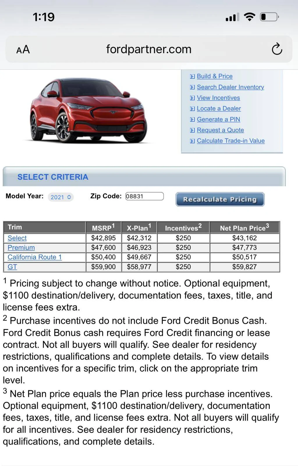 Ford Mustang Mach-E 2021 Mach E XPlan pricing released. Additional $250 incentive! 1636309240614