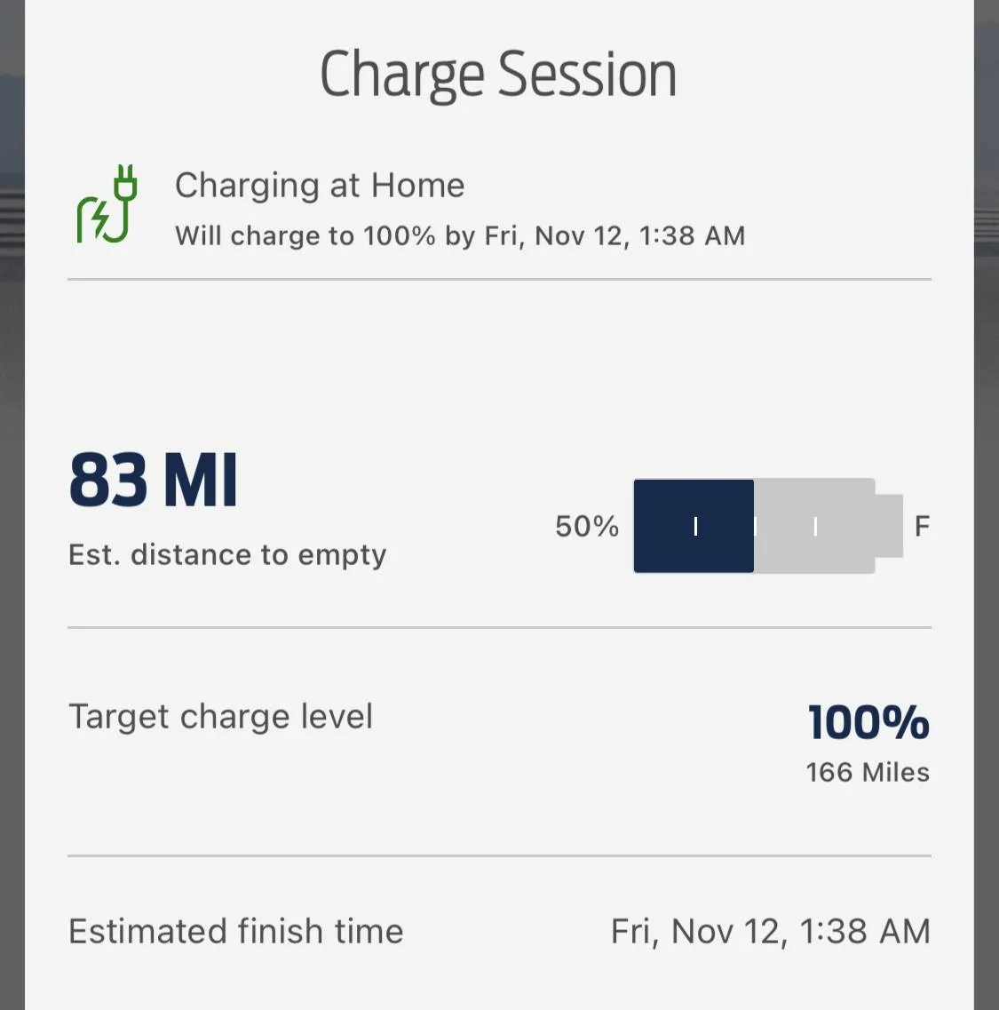 Ford Mustang Mach-E Mach-E GTPE showing 166 miles @ 100% Charge C978E294-920B-4154-9B44-1A06814ED652