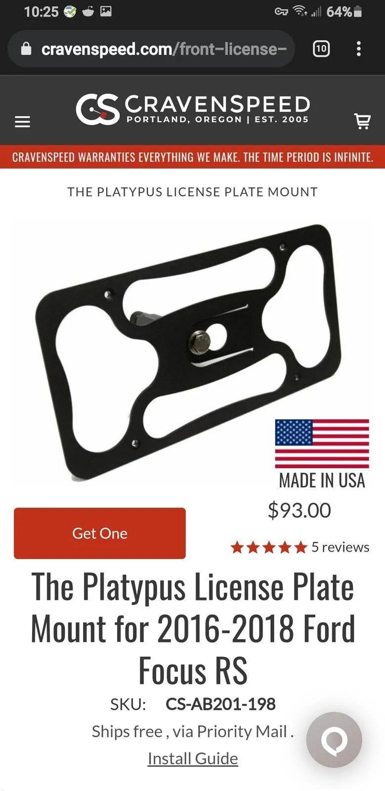 Ford Mustang Mach-E Front license plate Screenshot_20211113-222547_Chrom