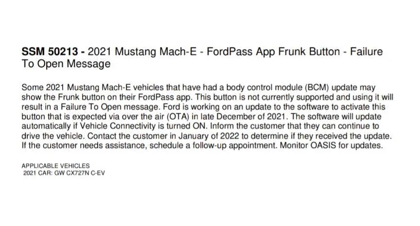 Ford Mustang Mach-E All I want for Christmas is.. a functional front trunk button. Screenshot_20211117-200727