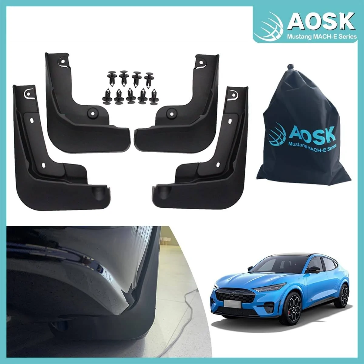 Ford Mustang Mach-E AOSK Mach-E Mud Flap is coming soon! No Drilling Cutting is required, expecting available at late Nov or early Dec 61pMzzTbH8L._AC_SL1200_