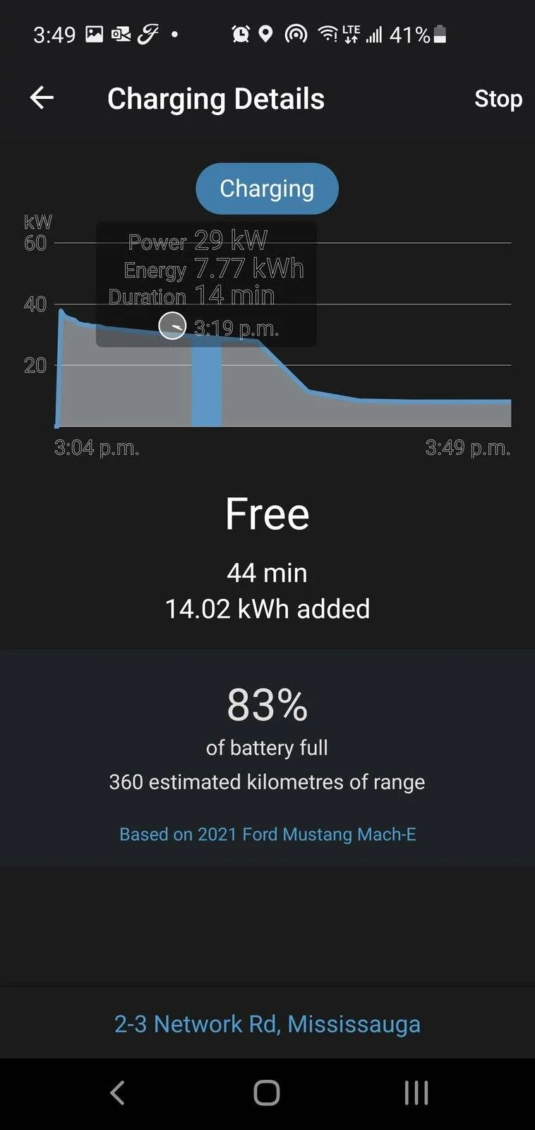 Ford Mustang Mach-E Fast Charging While It's Cold Outside Screenshot_20211126-154942_ChargePoint