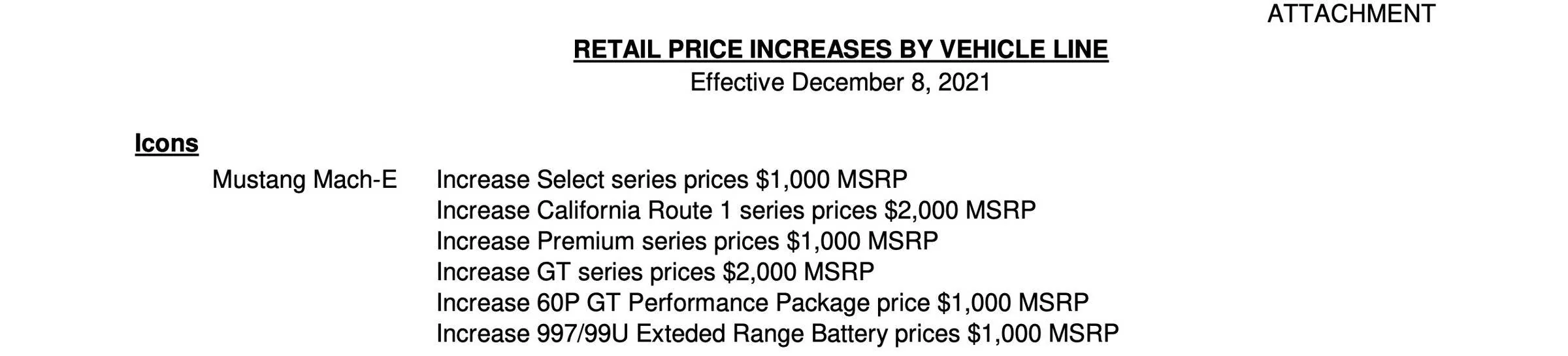 Ford Mustang Mach-E Mach-E Price Increases for All Trims Effective December 8, 2021 mache-retail-price-increase-12-8-21