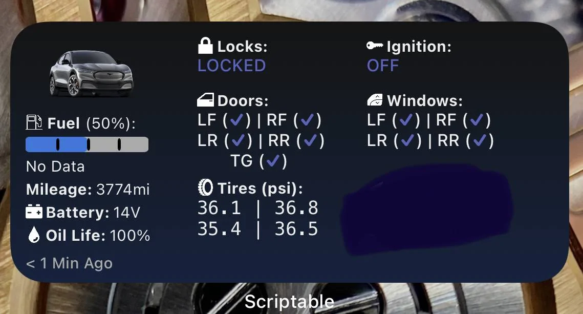 Ford Mustang Mach-E ? Scriptable FordPass Widget (iOS, iPad, MacOS) BF8C6384-BC31-4364-80E9-F8ACB5CB44EF