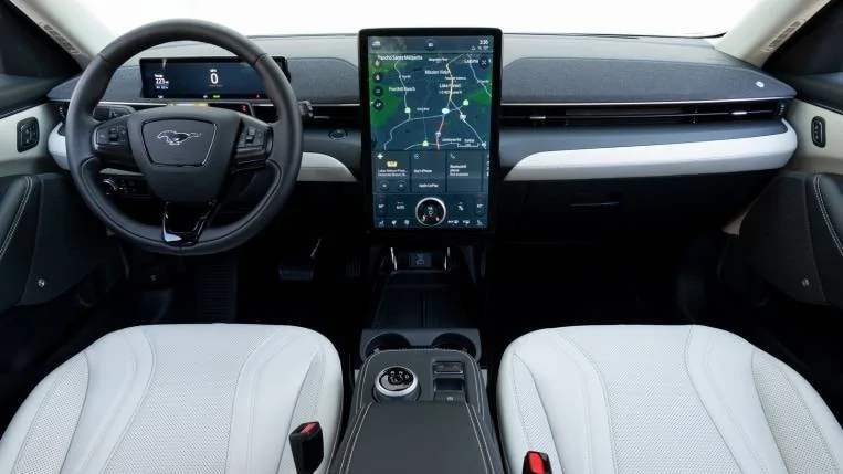 Ford Mustang Mach-E Mach-E Named Electric Vehicle Best Buy of 2022 by Kelley Blue Book 2021-Ford-Mustang-Mach-E-interior-dash