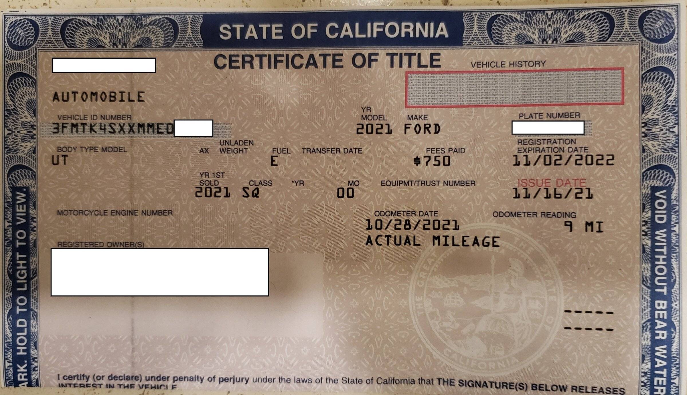 Ford Mustang Mach-E Vehicle Registration Costs and Fees 20211216_232126