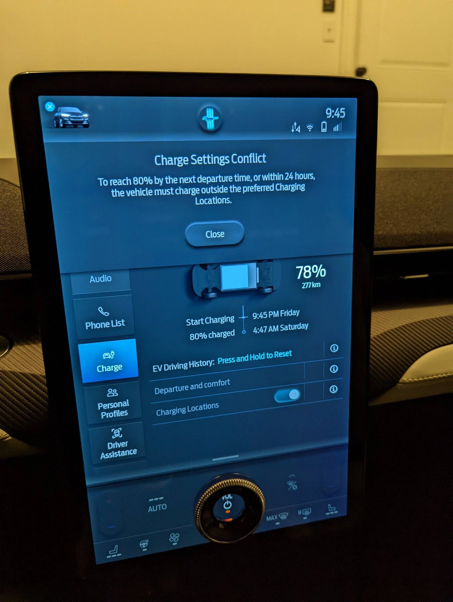 Ford Mustang Mach-E Car ignores charging schedule! PXL_20211218_024553425