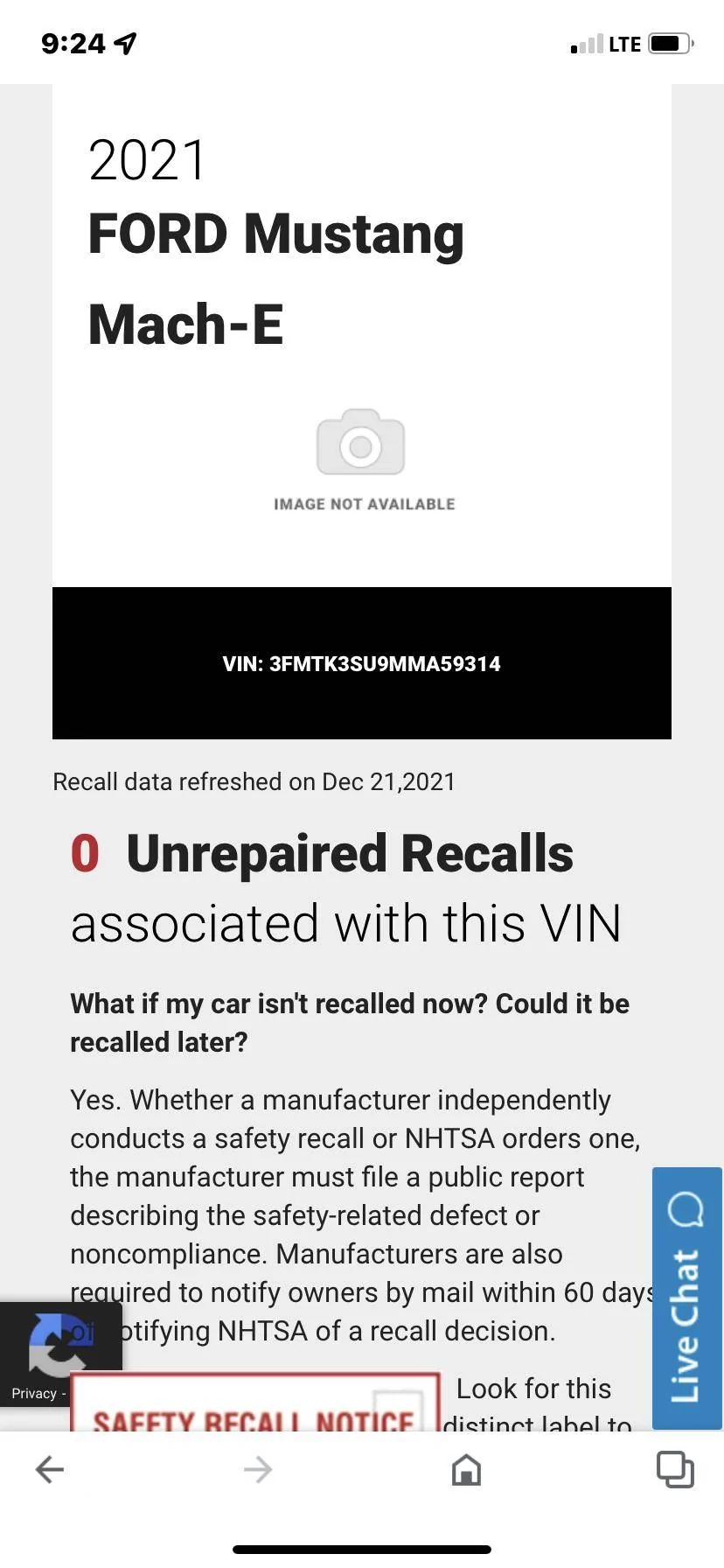 Ford Mustang Mach-E Recall / Stop Sale / Delivery Hold - Mach-E produced from Oct 5 - Nov 18 [Rear Seat Belt Anchor Repair] 27341F0F-88A3-44E7-98E0-5DCEF876E05E