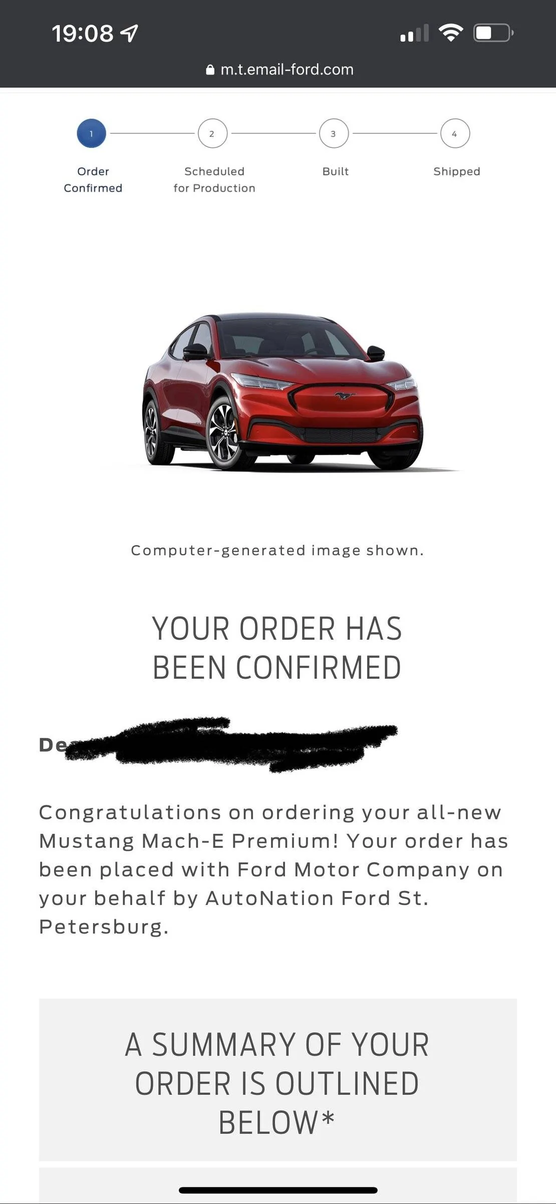 Ford Mustang Mach-E Ordering online and selecting dealer 49A13C72-A0B5-4737-A495-EAE5F81572E0