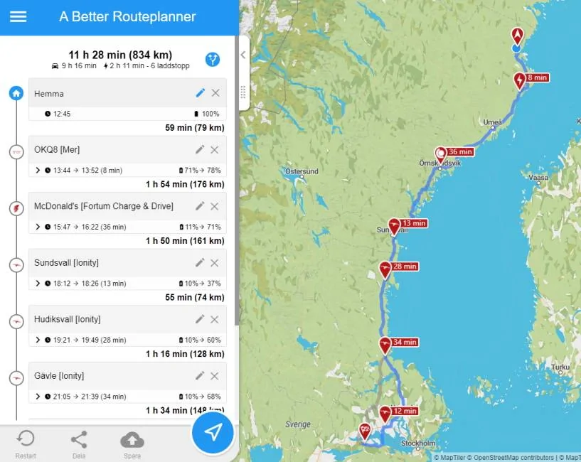 Ford Mustang Mach-E Northern Europe Christmas roadtrip (800+ km) in Long Range AWD ABRP1