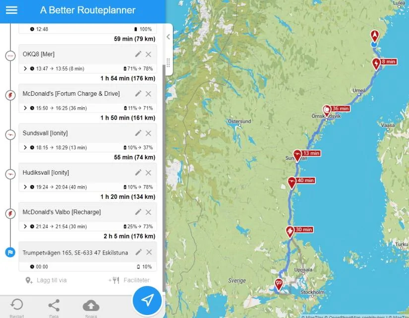 Ford Mustang Mach-E Northern Europe Christmas roadtrip (800+ km) in Long Range AWD ABRP2
